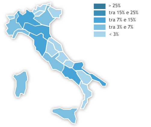 Mappa dei consumi regionali Anno 2022